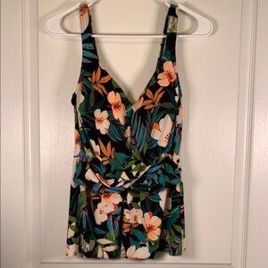 Dreamsuit V-Neck Vibrant Tropical Swimsuit Tankini Only Size 10 EUC #2874